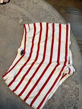 J. Crew Red and White Striped Elastic Waist terry cloth Shorts